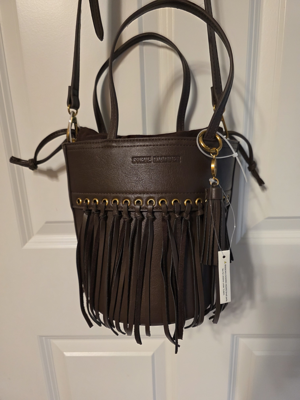 Steve Madden NWT Brown Hobo Fringe Bucket Crossbody Bag MSRP$118